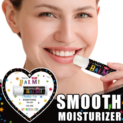 Sacubee 15 Pack Employee Appreciation Gifts Bulk Lip Balms Teacher Staff Team Thank You Gifts You're the Balm Winter New Year Appreciation Party Favors for Coworkers Women Men Volunteer (Heart)