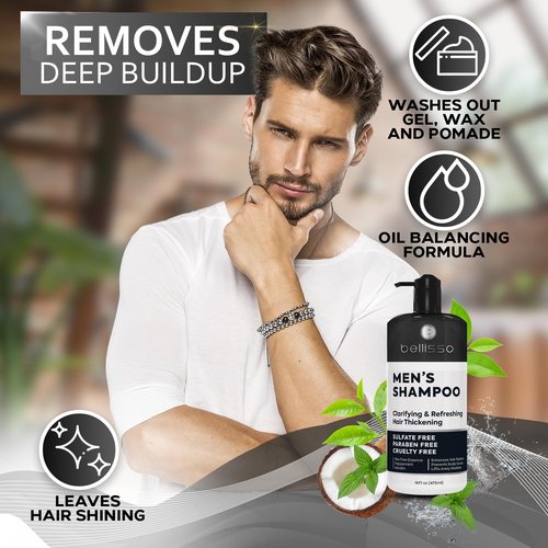 **Skiennix Shampoo for Men - Tea Tree Oil & Peppermint - Sulfate & Paraben Free, Clarifying Formula for Oily Hair**