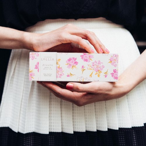 Lollia Hand Cream - Moisturizing Peony & White Lily Scent | Quick-Absorbing 4 oz Luxury Lotion