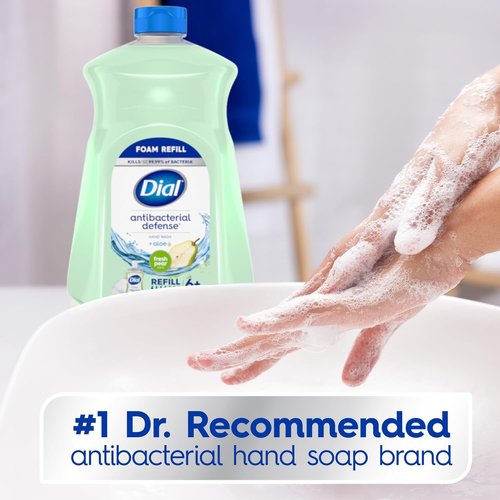 Dial Antibacterial Foaming Hand Soap - Fresh Pear Scent, 52 Fl Oz Refill for Effective Cleanliness