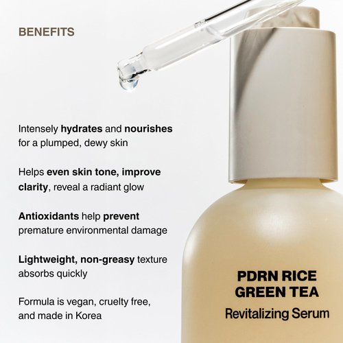 KNOURS. PDRN Rice & Green Tea Revitalizing Serum with Rice PDRN, Green Tea, Niacinamide & Hyaluronic Acid, Nourished, Dewy, Radiant Skin 50ml