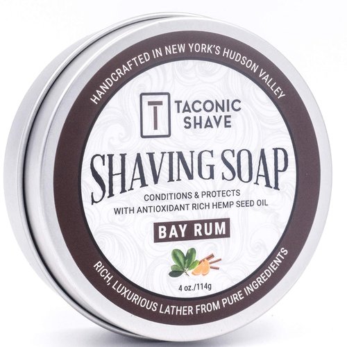 Taconic Shave Bay Rum Scent Shaving Soap - Warm Spiced Aroma for Barbershop Quality Lather - Made in USA
