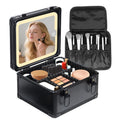 Yenovia Travel Makeup Case with Lighted LED Mirror – Waterproof Cosmetic Organizer with Adjustable Dividers, Portable Makeup Train Case for Women, Black