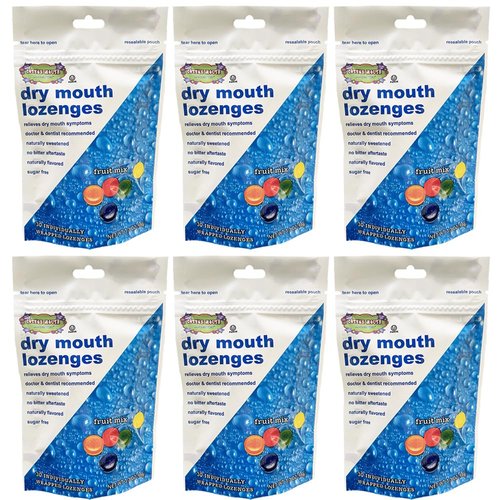 Cotton Mouth Lozenges Dry Mouth Relief Fruit Mix 3.3oz Bag (6 Bags) | Relieves Dry Mouth & Increases Saliva Production, Sugar Free, Gluten Free, Delicious Fruit Flavor, Individually Wrapped, 30 Ct