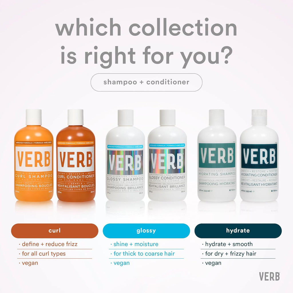 VERB Curl Shampoo & Conditioner Duo - Smooth, Frizz Control & Definition - Vegan, Paraben-Free, Sulfate-Free