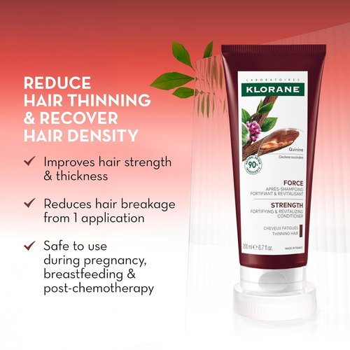 Klorane Strengthening Conditioner with Quinine - Natural Hair Thinning Solution for Thicker, Stronger Hair - 6.7 fl. oz.