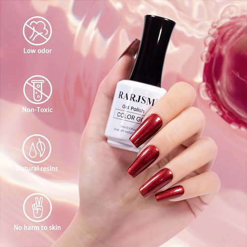 RARJSM Chameleon Gel Nail Polish Black to Red Multichrome Chameleon Color Changing Glitter Chrome GelPolish Curing Requires Sparkle Shimmer Nail Gel Varnish Soak Off DIY at Home Salon 15ml