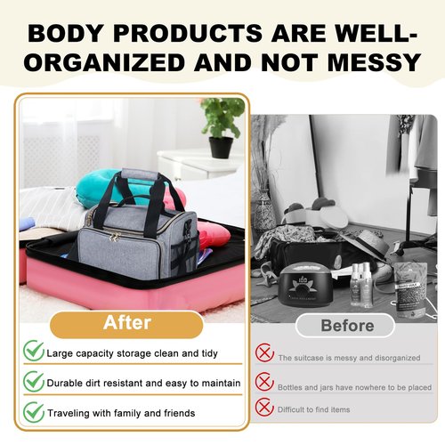POCDUORG Waxing Kit Carry Bag Compatible with Tress Wellness - Portable Organizer for Wax Warmer, Wax Beans, Pre & After Wax Sprays, and Accessories - Only Bag (Light Gray)