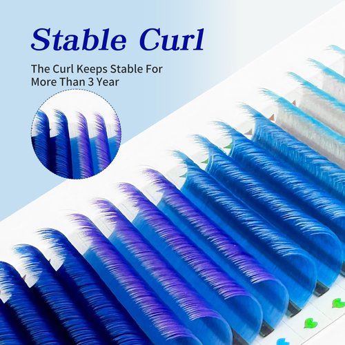 ABONNIE Colored Lash Extensions, Easy Fan Eyelash Extensions 0.07 D Curl 16mm Mix Volume Lash Extensions, Lash Fan for Professional Salon Supplies (0.07-D-Blue Ombre 16mm)