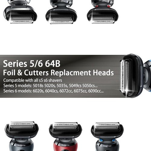 64B Replacement Head for S5 & S6 Shavers - Compatible with 5018s, 5020s, 5035s, 5049cs & More