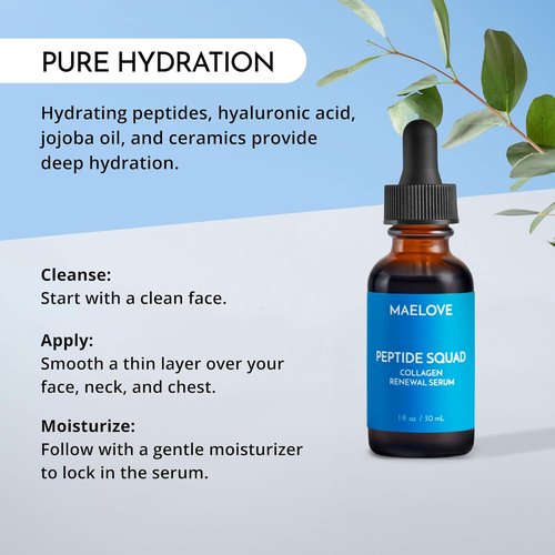 MAELOVE Peptide Squad Collagen Renewal Serum - Anti-Aging Formula with Copper Peptides & Hyaluronic Acid