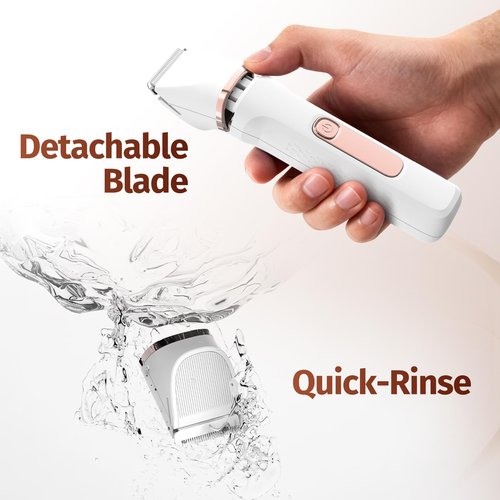 Bikini Trimmer for Women,5-in-1 Electric Razors for Women,Electric Shaver for Women's,IPX7 Waterproof Trimmer for Men Legs,with 5 Replaceable Blade Heads,USB Recharge Dock（White）