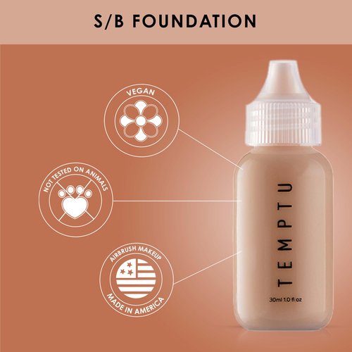 TEMPTU S/B Silicone-Based Airbrush Foundation: Professional Long-Wear Liquid Makeup, Sheer To Full Coverage For A Hydrated, Healthy-Looking Glow & Luminous, Dewy Finish On All Skin Types, 005 Pure Beige, 1 Fl Oz