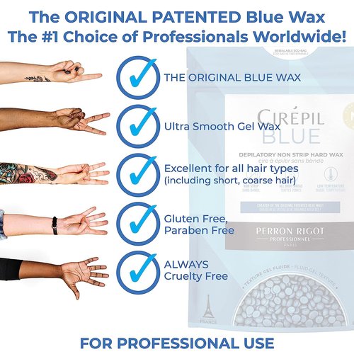 Cirepil - Blue - 400g / 14.11 oz Hard Wax Beads Bag - Face & Body Wax, Unscented & No Strip Needed - Perfect for Sensitive Skin & Brazilian Waxing - Fluid Gel Texture, Easy Hair-Removal