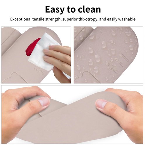 DivaDwell Depot Travel Makeup Brush Holder with Cleaning Pad -Silicone Brush Organizer Case, Magnetic Closure Waterproof Cosmetic Bag for Easy Storage & On-the-Go Cleaning (9.05 Inch)