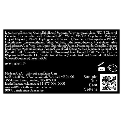 Brickell Men's Products Hair Styling Clay Pomade - Natural & Organic Strong Hold, Matte Finish, 2 Oz