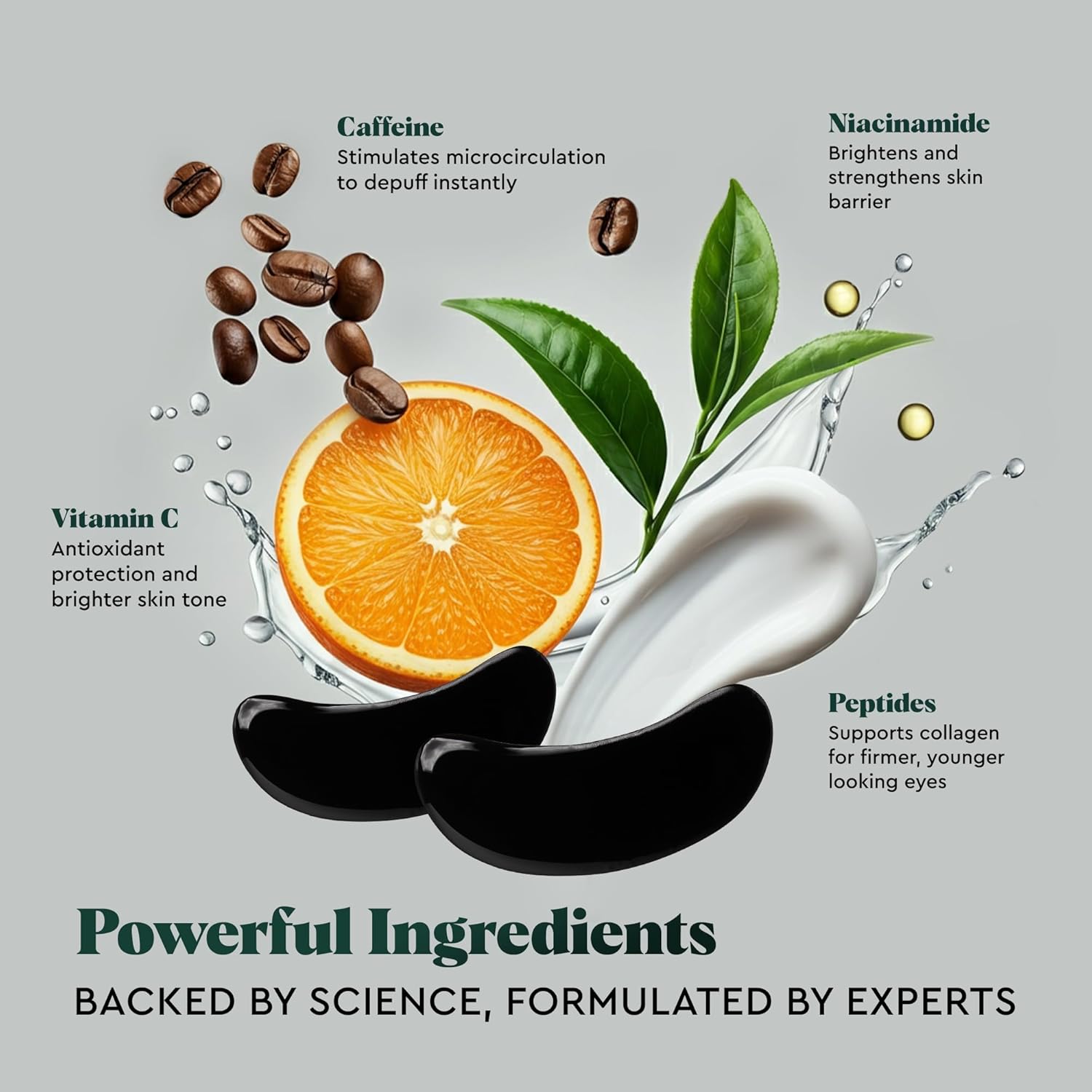 Wolf Project Under Eye Patches - Reduce Dark Circles & Puffiness with Caffeine, Vitamin C & Peptides | 5 Pairs