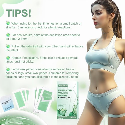 72PCS Wax Strips for Hair Removal for Women & Men: 48 Body &24 Face Waxing Strips + 8 Oil Wipes | At-Home Waxing Kit for Body, Bikini, Brazilian, Chest, Arms, Legs & Back | Hypoallergenic with Aloe