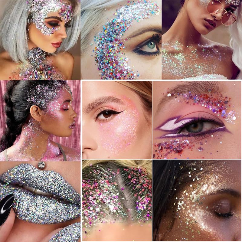 Blue Body Glitter Stick - Holographic Sequins Paint for Face & Body, Waterproof & Long-Lasting