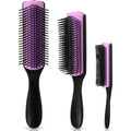 Patelai Cushion Nylon Hair Brush - 9-Row & 5-Row Detangling Comb for Natural Hair | Travel-Friendly, Black Purple