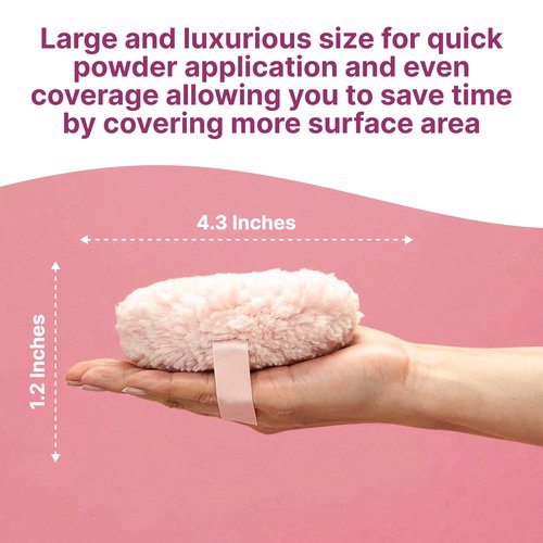 Happy Curves Comfort Puff Mini, All Day Sweat, Odor, and Chafe Defense, Large Body Powder Applicator for Talc Free Deodorant, Ultra Soft Fleece with Strap and Travel Case (Powder Sold Separately)