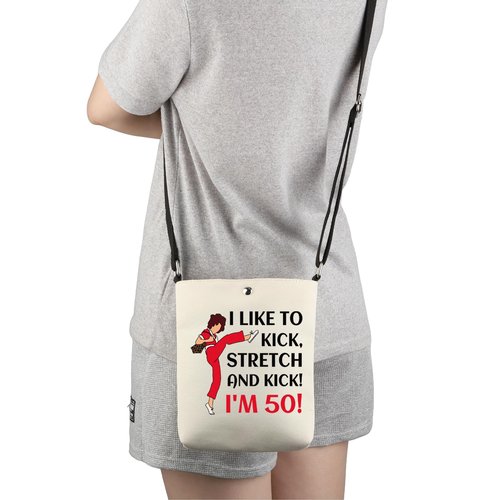 G2TUP TV Show Inspired Gift I Like To Kick I'm 50 Crossbody Bag Fun Skit Lover Cosmetic Bag TV Show Characters Fans Gift (I Like To Kick I'm 50 X)