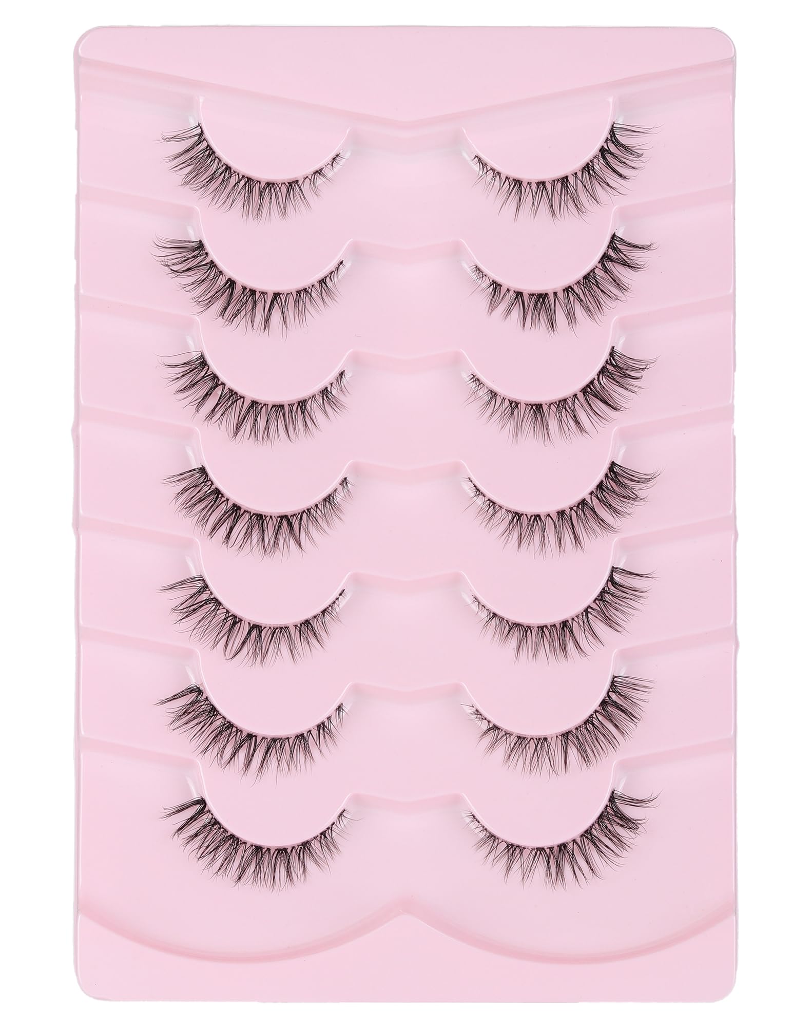 Wispy Cat Eye Lashes Demi Wispies Eyelashes C Curl False Lashes Clear Band Lashes Short False Eyelashes Natural Mink Lashes 7 Pairs