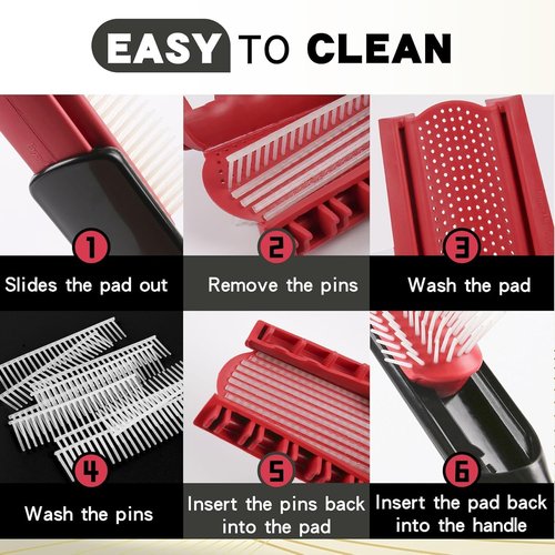 Skiennix Hair Brush - Classic Detangling Tool for Curly Hair | 7 Rows, Black, Perfect for Travel