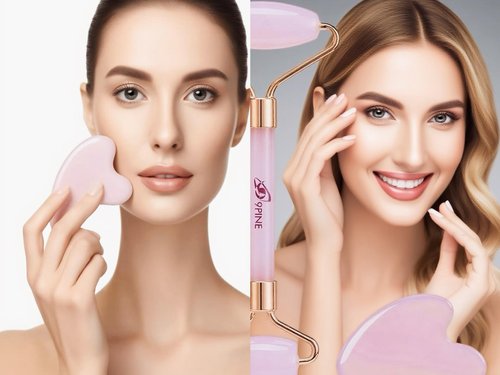 9 9PINE Valentines Day Gifts for Women,Wife,Girls,3-in-1 Gua Sha & Jade Roller Facial Tools Set -Jade Roller & Gua Sha Kit& Facial Massage PenFacial Massage Device for Skincare, Best Gift (Pink)