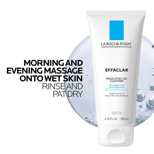 La Roche-Posay Effaclar Medicated Gel Cleanser, 2% Salicylic Acid Cleanser + LHA + Glycerin, Foaming Acne Face Wash, Helps Clear & Prevent Acne Breakouts, Oil Free, Targets Excess Oil