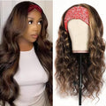 Comfair Ombre Headband Wig Human Hair #4/27 Highlight Body Wave Headband Wig Glueless None Lace Front Wig Brazilian Virgin Human Hair Wigs for Black Women Wear andGo Wig 180% Density 12 inch