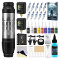 PFARRER Wireless Tattoo Gun Tattoo Kit Professional 2 Batteries Motor Digital Display Tattoo Machine with 10Pcs Tattoo Needles Tattoo Ink Tattoo Accessories PR-TKP651B-7