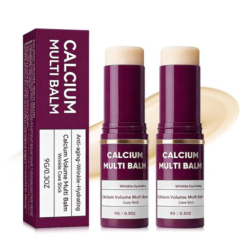 LMMPPQQ 2Pack Calcium Volume Multi Balm for Wrinkles,Korean Collagen Firming & Hydrating Calcium Multi Balm Stick with Vitamin D & Shea Butter,Supports Skin Barrier for Eyes,Face & Neck
