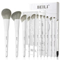 BEILI 12-Piece White Makeup Brush Set, Premium Synthetic Brushes for Foundation, Blending, Eyeshadow, Contour, Blush, and Eyeliner, Luxury Gift-Ready