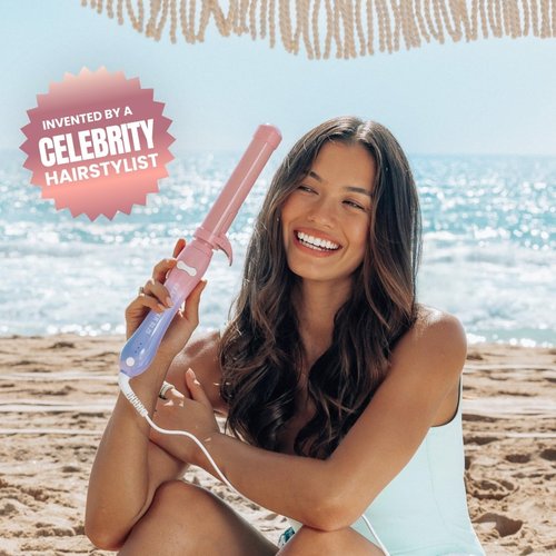 Beachwaver Co. B1 Rotating Curling Iron - Pink Sunset | Automatic 1-Inch Ceramic Design | Travel-Friendly & Dual Voltage