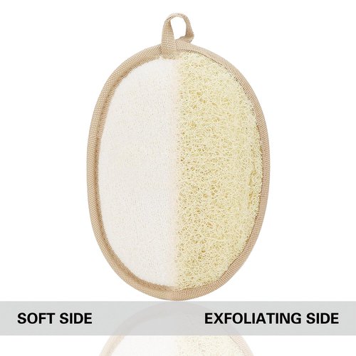 Natural Loofah Exfoliating Body Scrubber Pads, Bath Loofah for Women & Men, 100% Plant-Based Shower Luffa Sponge (3-Pack)