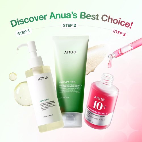 Anua 3-Step Glass Skin Set - Oil Cleanser & Face Wash with Niacinamide | Korean Skincare Routine
