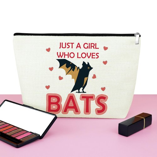 Mxrymvu Funny Bat Gifts Bat Themed Gifts for Women Makeup Bag Cosmetic Bag Halloween Christmas Birthdays Present for Animal Lover Friend Travel Pouch