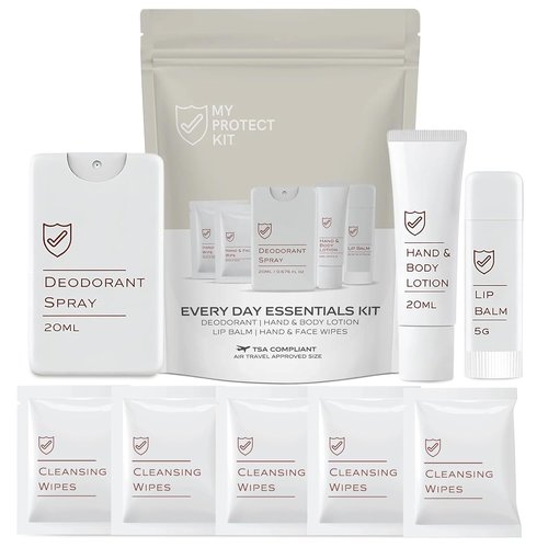 Skiennix 8-Piece TSA-Approved Travel Toiletries Kit - Essential Personal Hygiene Set for Airplane, Gym & Camping