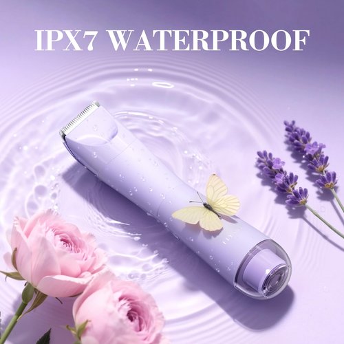 Bikini Trimmer for Women, Flyant 2 in 1 Electric Shaver for Women, Pubic Hair Trimmer Waterproof IPX7 with LED, Bikini Razor for Leg Arm Underarm Bikini Area, Teen Girl Gifts - Lavender Dream Purple