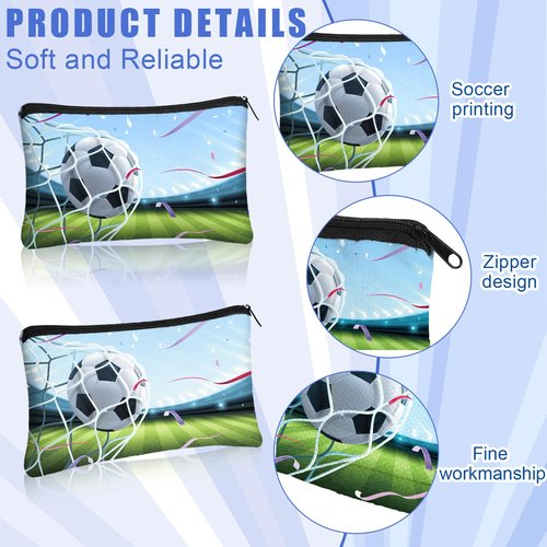 Sweetude 18 Pcs Soccer Gifts Makeup Bag Toiletry Travel Storage Accessories with Zipper Cosmetic Bags Portable Cosmetic Pouch for Soccer Lovers Players Team Fans(Stylish)