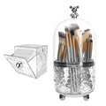 HMIEPRS Makeup Brush Holder Organizer with Lid, 360°Rotating Dustproof Makeup Brushes Organizer, 4 Compartment Make Up Brushes Cup for Vanity Desktop Bathroom Countertop (Transparent)