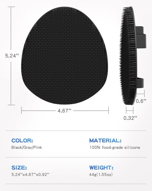 Manmihealth Soft Silicone Shower Brush, Super-Lathering and Deep-Cleaning Body & Face Scrubber, Gentle Exfoliating Bath Glove for All Skin Types(Black+Gray)