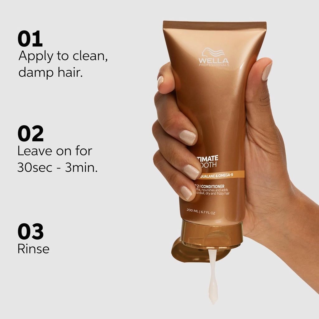 Wella Professionals Ultimate Smooth Conditioner - Nourishing Treatment for Dry, Frizzy Hair | Silky Shine with Squalane & Omega 9 | Color Safe