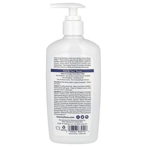 Kiss My Face 4-in-1 Moisture Shave, Cool Mint 11 oz ( Pack of 2)
