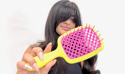BOM BOM Detangling Hair Brush Kit - Wet & Dry Vented Design for All Hair Types | Lightweight Scalp Massager (Pink, Blue, Yellow)