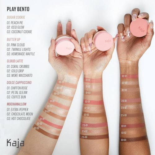 Kaja 3-in-1 Blendable Sculpting Trio - Play Bento | with Mango Seed Butter, Cream Bronzer, Powder Blush, and Highlighter, 00 Sugar Cookie
