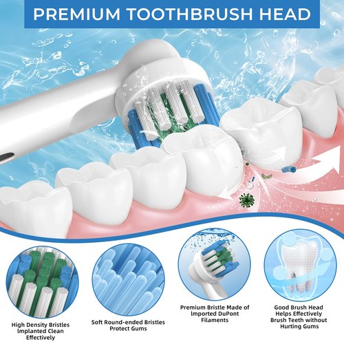 Toothbrush Replacement Heads, Compatible with Oral B Braun Replacement Brush Heads, 12 Pcs Professional Electric Brush Heads for Oral B Replacement Heads Refill, White