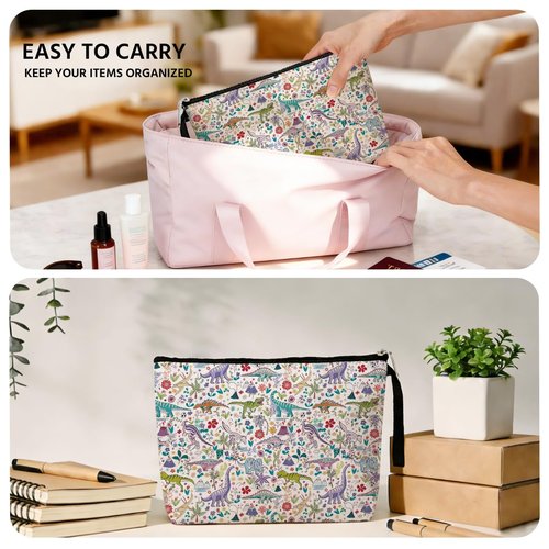 Dinosaur Cosmetic Bag for Women Her Coworker Friends Daughter Student Bestie Colleague Pouches for Organization Portable Waterproof Toiletry Bag Christmas Birthday Gifts Makeup Bag Dinosaur Gifts