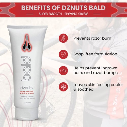 dznuts - Women’s Bliss Chamois with dznuts Bald Super Smooth Shaving Lotion - Prevents Razor Burns, Ingrown Hairs, Cooled and Moisturized Skin